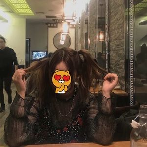 Black sheer flare sleeves blouse